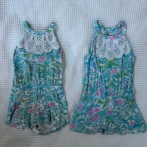 Lilly Pulitzer girls Mini Pearl Romper. What a lovely place. Size 4/5. 2 avail.